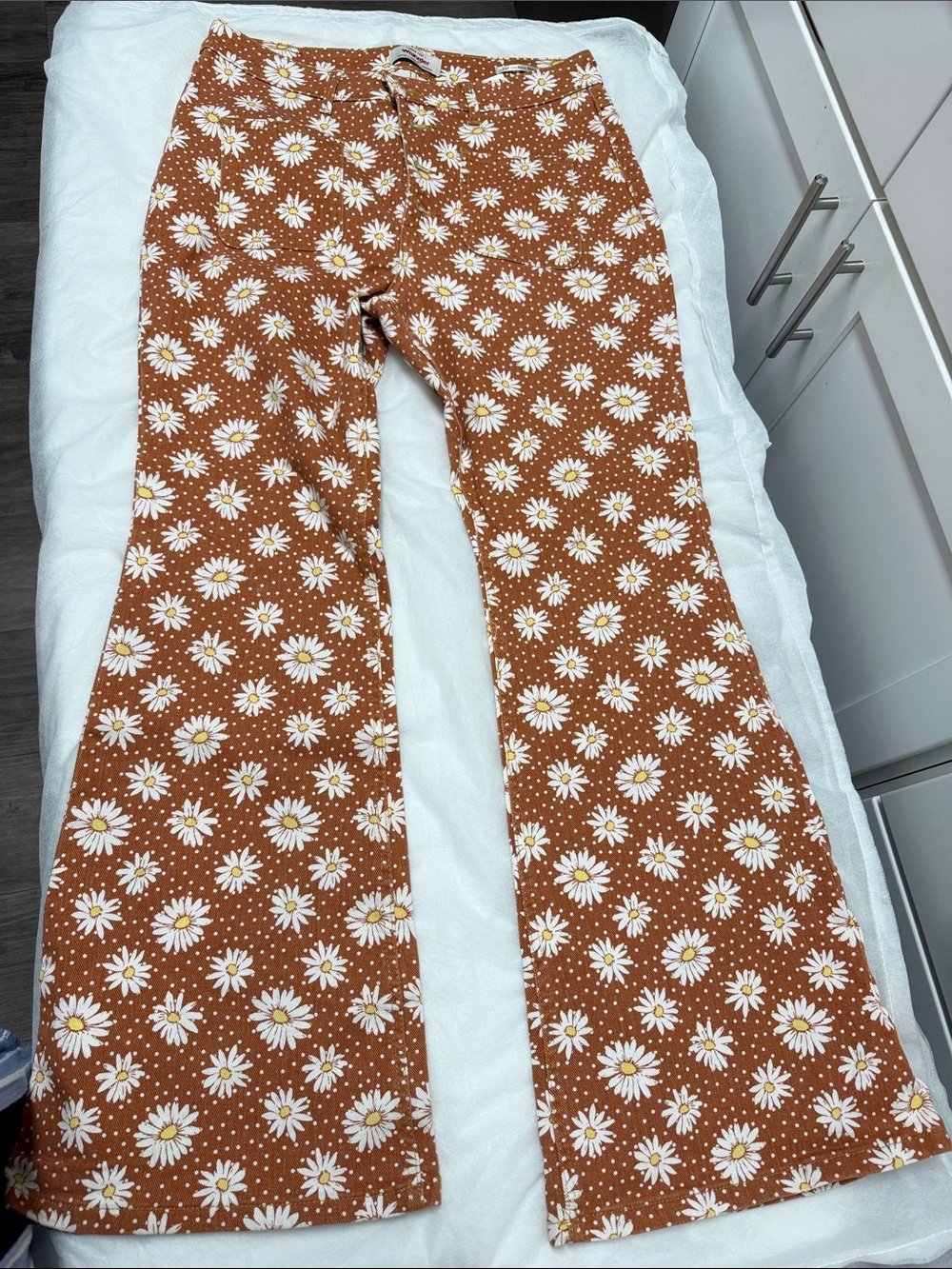 Wrangler Rust Daisy Print Wide-Leg Jeans